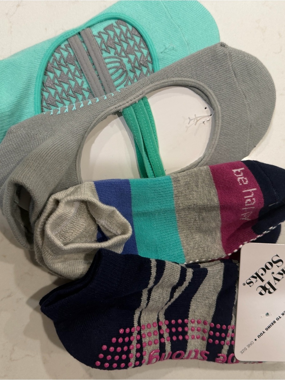 Sticky Be Socks Women's No-Show Grip Sock Set - Teal, Gray, Navy, Pink - Picture 2 of 2